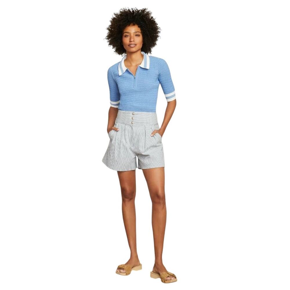 EUC Veronica Beard Cotton Seersucker Shorts size 12 womens
